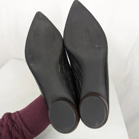 Jeffrey Campbell Viona Croc Leopard Print Wood Heel Loafers - Size 7 - Picture 8 of 8